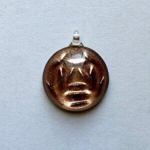 Artisan Bronze Glass Pendant Geometric Triangle Pattern Round Charm